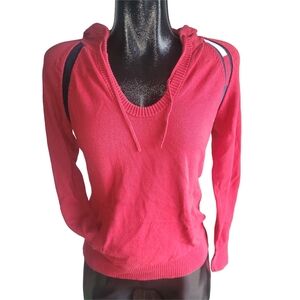Tommy Hilfiger Red Hooded Sweater With Scoop Neckline M